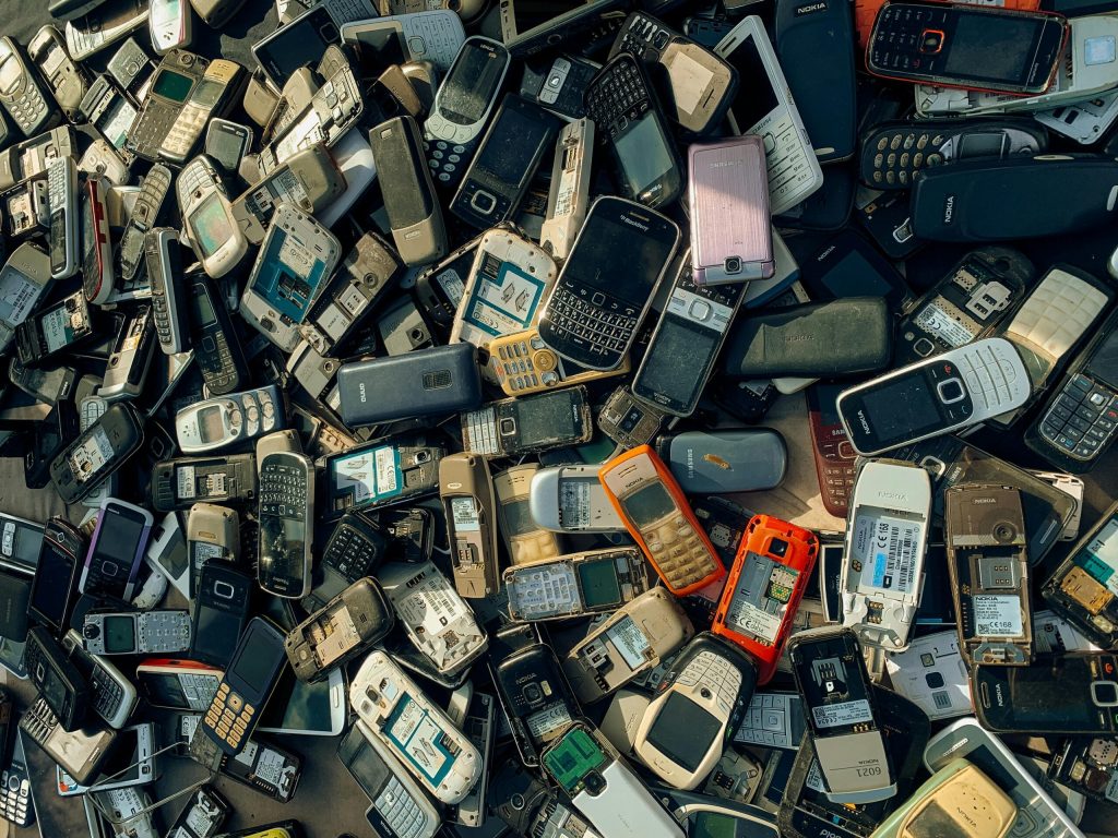 Broken Phones Ready to be Recycled